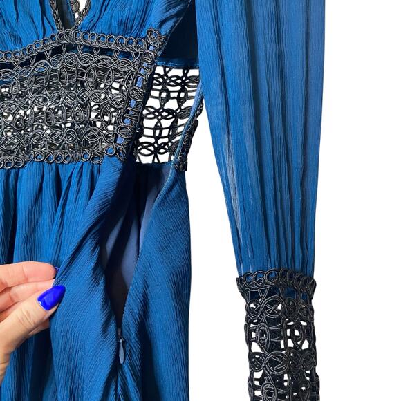 For Love and Lemons Celine Silk Blend Mini Dress in Midnight size XS - Picture 6 of 10